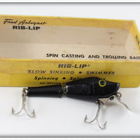 Vintage Fred Arbogast Black Rib Lip Lure In Box 
