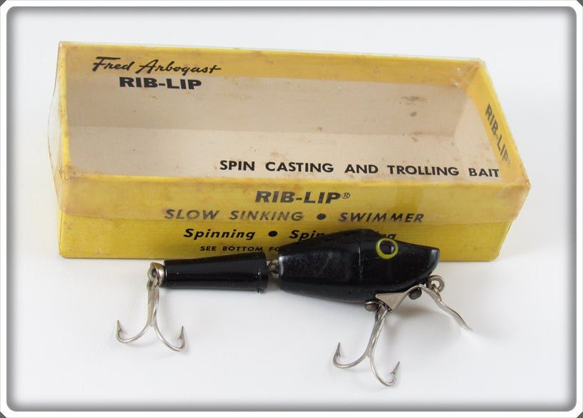 Vintage Fred Arbogast Black Rib Lip Lure In Box 