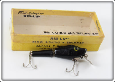 Vintage Fred Arbogast Black Rib Lip Lure In Box 