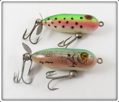 Vintage Heddon Rainbow Trout & G Finish Tiny Torpedo Pair
