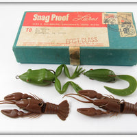 Vintage Snag Proof Frog, Crawdad & Tadpole Lure Set In Box