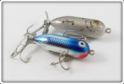 Vintage Heddon G Finish & Chrome Teeny Torpedo Lure Pair