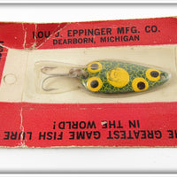 Vintage Lou J Eppinger Mfg Frog Spot Dardevle Midget On Card