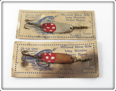 Roy Self Red Finish Long Wobbler Spoon Pair On Cards