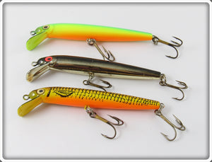 Unknown Minnow Lot Of Three: Yellow, Chrome, & Natural