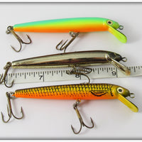 Unknown Minnow Lot Of Three: Yellow, Chrome, & Natural