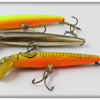 Unknown Minnow Lot Of Three: Yellow, Chrome, & Natural
