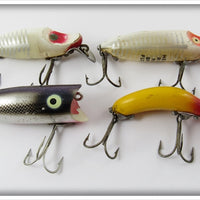 Heddon Fishable Lot Of Four: River Runt, Tadpolly, & Baby Lucky 13