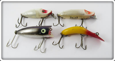 Heddon Fishable Lot Of Four: River Runt, Tadpolly, & Baby Lucky 13