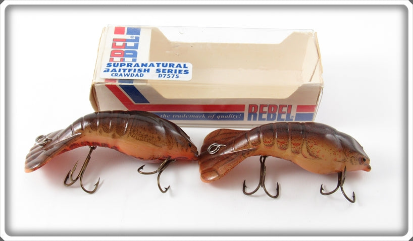 antique rebel fishing lures Vintage Rebel Supranatural Baitfish Crawdad Pair With One Box For Sale