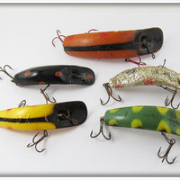 Helin Flatfish Lot Of Five: Orange, Glitter, Black, Yellow, & Frog