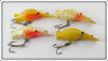 Luhr Jensen Hot Shot Lot Of Four: White Glitter, Yellow, & Yellow Glitter
