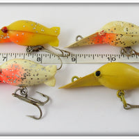 Luhr Jensen Hot Shot Lot Of Four: White Glitter, Yellow, & Yellow Glitter