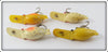 Luhr Jensen Hot Shot Lot Of Four: White Glitter, Yellow, & Yellow Glitter