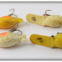 Luhr Jensen Hot Shot Lot Of Four: White Glitter, Yellow, & Yellow Glitter
