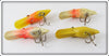 Luhr Jensen Hot Shot Lot Of Four: White Glitter, Yellow, & Yellow Glitter