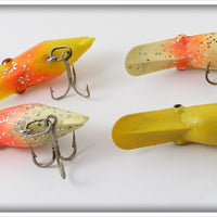Luhr Jensen Hot Shot Lot Of Four: White Glitter, Yellow, & Yellow Glitter