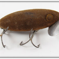 Vintage Fred Arbogast Brown Flocked Jitterbug Lure 