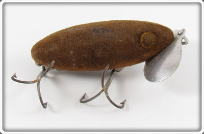 Vintage Fred Arbogast Brown Flocked Jitterbug Lure 