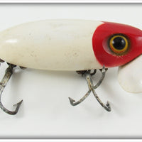 Vintage Fred Arbogast Red & White Plastic Lip Jitterbug Lure 