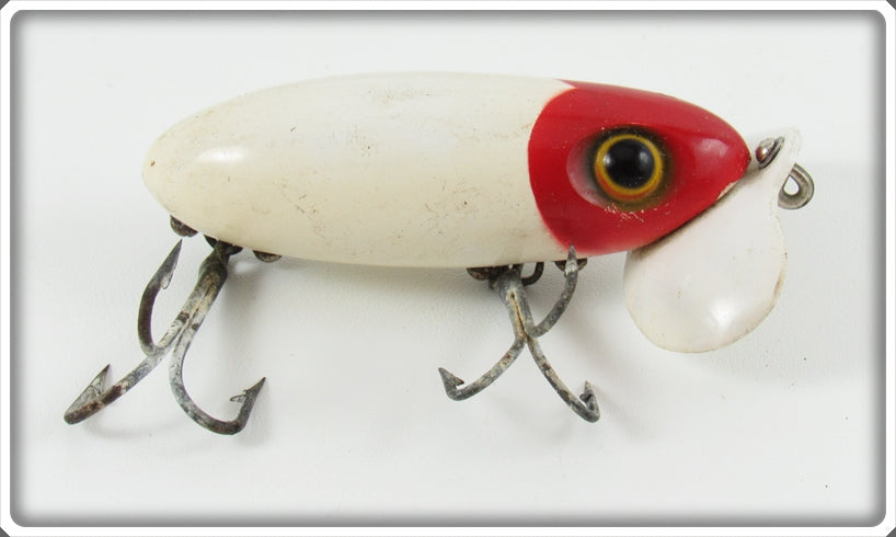 Vintage Fred Arbogast Red & White Plastic Lip Jitterbug Lure For Sale