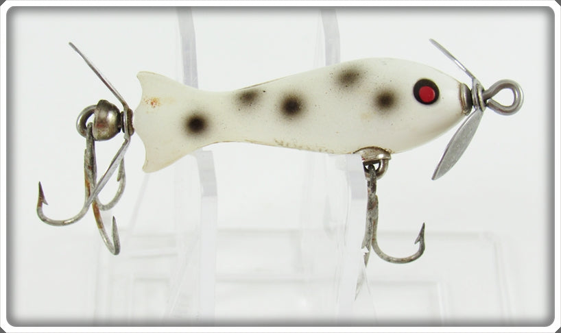 Vintage Heddon White Black Spots Tiny Spook Lure