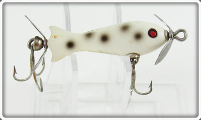 Vintage Heddon White Black Spots Tiny Spook Lure