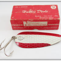 Vintage Lou J Eppinger Red & White Huskie Devle Lure In Box