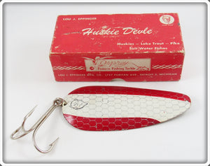 Vintage Lou J Eppinger Red & White Huskie Devle Lure In Box