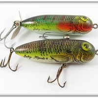 Vintage Heddon Natural Perch Baby Torpedo Lure Pair 