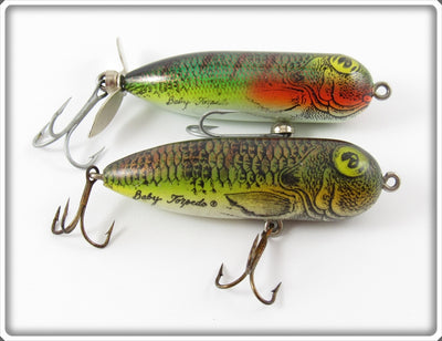Vintage Heddon Natural Perch Baby Torpedo Lure Pair 