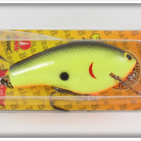 Bagley Black On Chartreuse Balsa B3 Lure On Card