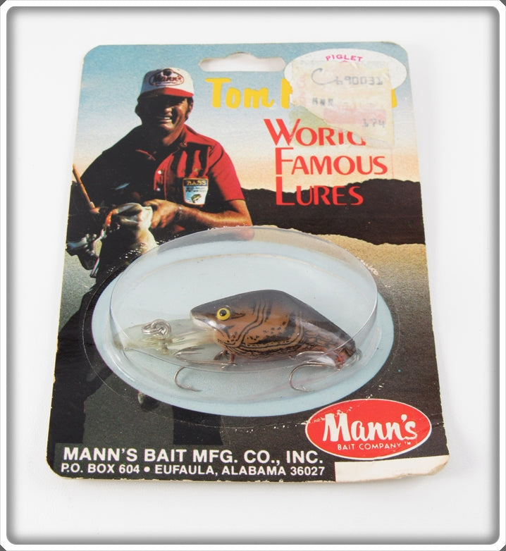 Vintage Mann's Natural Crawdad Razorback Piglet Lure On Card 