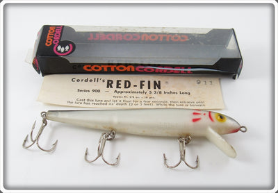 Vintage Cordell White & Black Red Fin Lure In Box