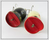 Arbogast Hula Popper Pair: Black & White/Red