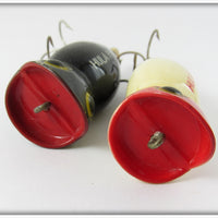 Arbogast Hula Popper Pair: Black & White/Red