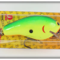 Bagley Apple Green On Chartreuse Balsa B3 Lure On Card