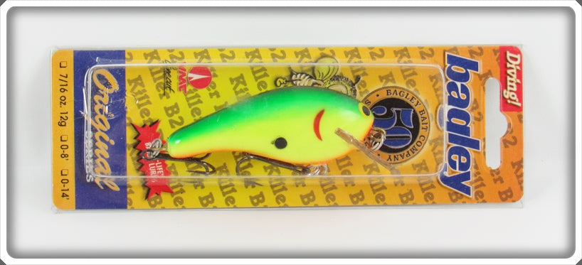 Bagley Apple Green On Chartreuse Kill'R B Lure On Card