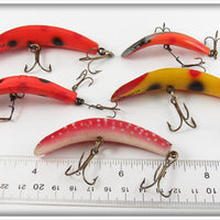 Helin Orange, Yellow & Red Flatfish Lot Of Five