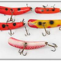 Helin Orange, Yellow & Red Flatfish Lot Of Five