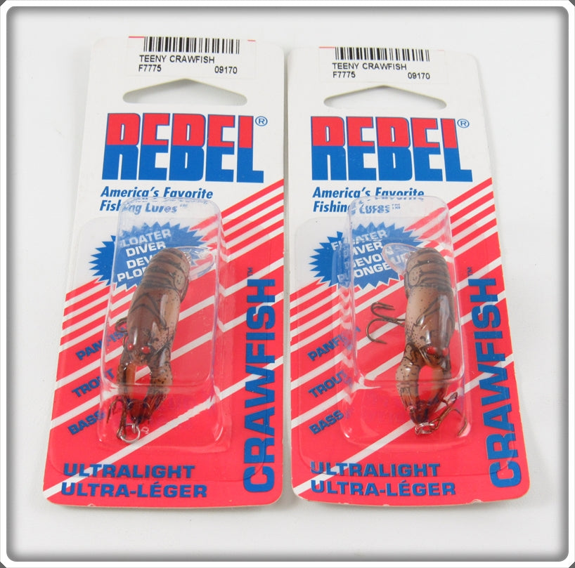 Rebel Brown Teeny Crawfish Lure Pair On Cards 
