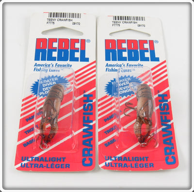 Rebel Brown Teeny Crawfish Lure Pair On Cards 