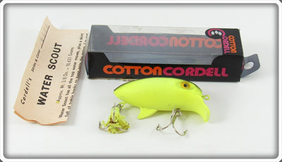 Vintage Cotton Cordell Chartreuse Water Scout Lure In Box