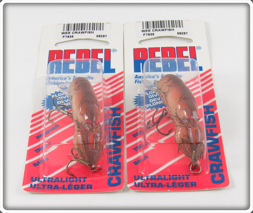 Rebel Brown Wee Crawfish Lure Pair On Cards