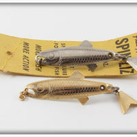 Vintage Fred Arbogast Spin Liz Lure Pair With One Card 