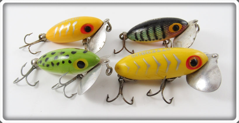 Arbogast Perch, Yellow Shore & Frog Jitterbug Lot Of Four