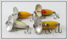 Arbogast Perch, Yellow Shore & Frog Jitterbug Lot Of Four