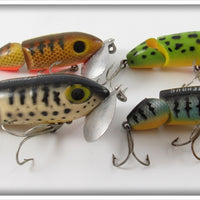 Arbogast Perch, Frog & Coachdog Jitterbug Lure Lot Of Four 