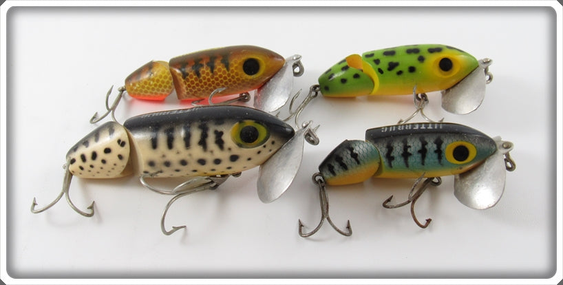 Arbogast Perch, Frog & Coachdog Jitterbug Lure Lot Of Four 