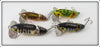 Arbogast Perch, Frog & Coachdog Jitterbug Lot Of Four